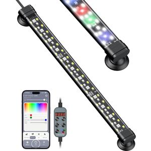 Pawfly Aquarium Light with Bluetooth for Plants, 6.5W 12 inch Full Spectrum Fish Tank Light for 13-22 inch Fish Tanks, Submersible LED Lights with App Control, Timer Modes & Adjustable Brightness