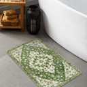 Uphome Vintage Tribal Bath Mat Sage Green Boho Non-Slip Bathroom Rug Oriental Soft Machine Washable Bathroom Mat Cute Aesthetic Floral Bath Mats for Bathroom Decor for Sink Tub Door Mat, 18x25 inch