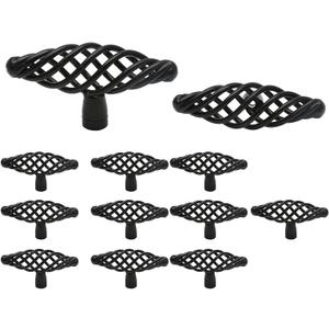 12 Packs Oval Birdcage Cabinet Knobs, 3" Length Birdcage Drawer Pulls, Iron Bird cage Cabinet Handles, Flat Black