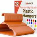 Plastic Clothes Hangers – Heavy Duty Hanger Set, for Organizing Clothes, Dresses, and Coat, Holds Up to 5 lbs, Space-Saving Hangers with Non-Slip Shoulder Grooves, Pack of 10, Orange