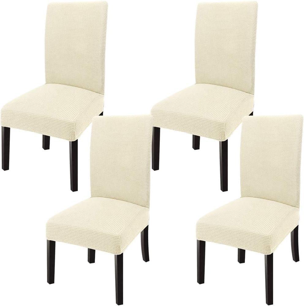 GoodtoU Chair Covers for Dining Room 4 Pack, Stretch Parson/Dining Chair Slipcover Removable Washable Chair Protector for Home/Restaurant/Banquet,Forros para Sillas de Comedor(Cream, Set of 4)