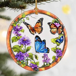 Christmas Ornaments, Dodosky 2.8in Ceramic Xmas Decor, Christmas Tree Ornaments, Xmas Decorations for Tree, Holiday Ornament, Gift Ideas, Butterfly Gifts, Gifts for Women, Men, Butterfly Lovers