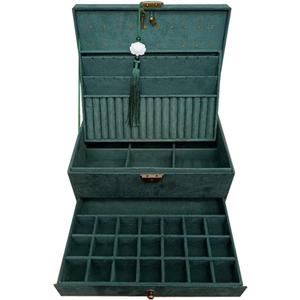 Jewellery Box Retro Dark Green Velvet Jewelry Box Elegant and Generous Birthday and Festival Gift