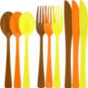 Kochorie 300 Pieces Thanksgiving Plastic Silverware Fall Heavy Duty Utensils Set Heavyweight Disposable Flatware Includes Orange Yellow Brown Spoons Forks Knives for Thanksgiving Dinner Party Supplies