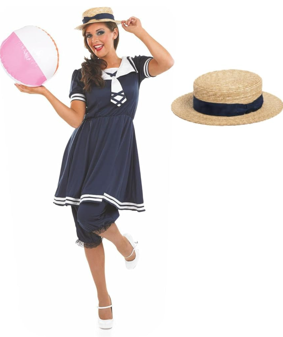 fun shack Victorian Dress Old Time Bathing Suit Women, Victorian Costume Women, Women's Fancy Dress Costume