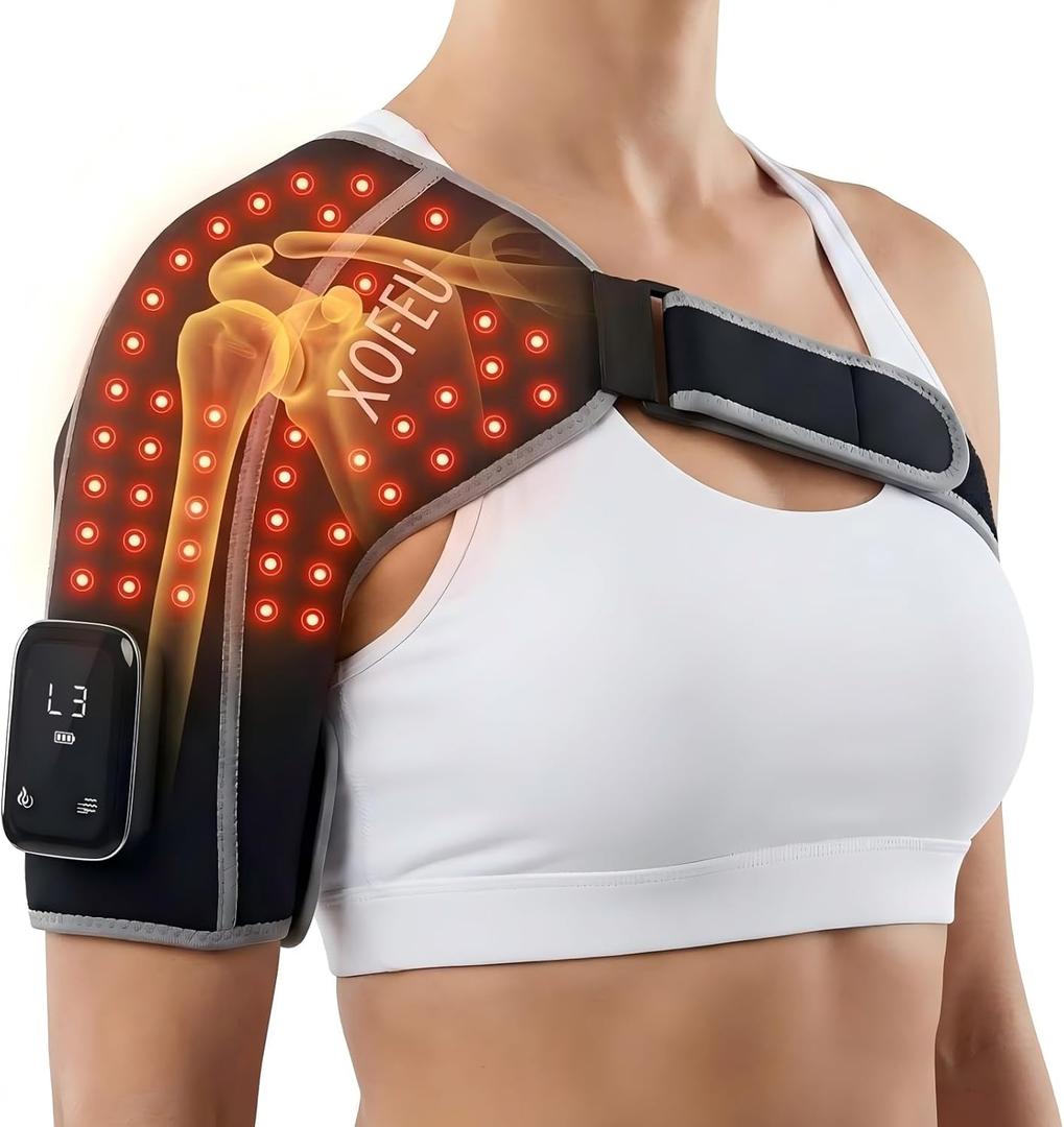 Cordless Red Light Therapy for Shoulder with Vibration Massage, 5000mAh Battery Portable Red Light Therapy with 80 LEDs, 660nm & 2 * 850nm Near Infrared Therapy, 3-in-1 LED Chips