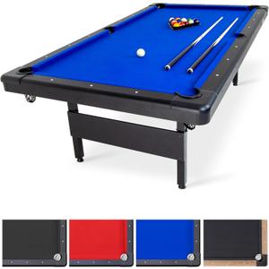 GoSports 8 ft Billiards Tables - No Assembly, Choose Your Color - Portable Pool Table Includes Full Set of Balls, 2 Cue Sticks, Chalk and Felt Brush