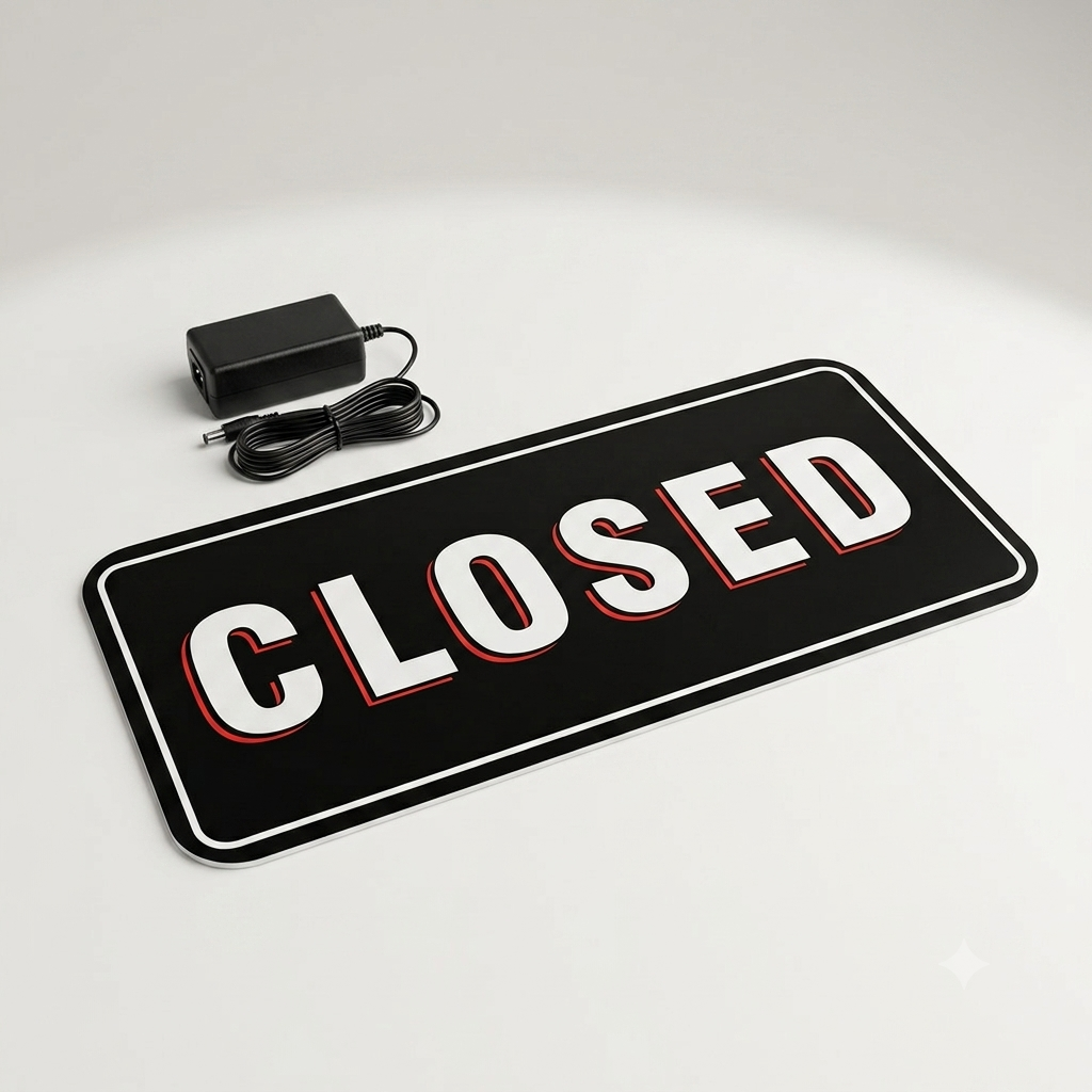 FITNATE 3D LED Closed Sign, 21.2"x9.8" Double-Sided Infinity Mirror For Store