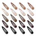 20 PCS Metal Snap Hair Clips Water Drop No Slip Barrettes for Women Bright Small Hair Clips For Thick And Thin Fine Hair,Black Beige Gradient Brown,1.97 x 0.5 In.