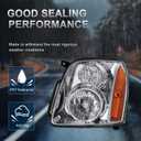 KUIPERAUTO Pair Headlights Assembly Front Lamp Compatible with 2007-2014 GMC Yukon Denali XL 1500 2500 Headlight Replacement w/bulbs Chrome Housing/Clear Lens/Amber Reflector