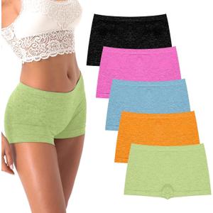 R RUXIA Women's Boyshorts Underwear Seamless Boy Shorts Panties Soft Stretch Boxer Briefs 5 Packs L