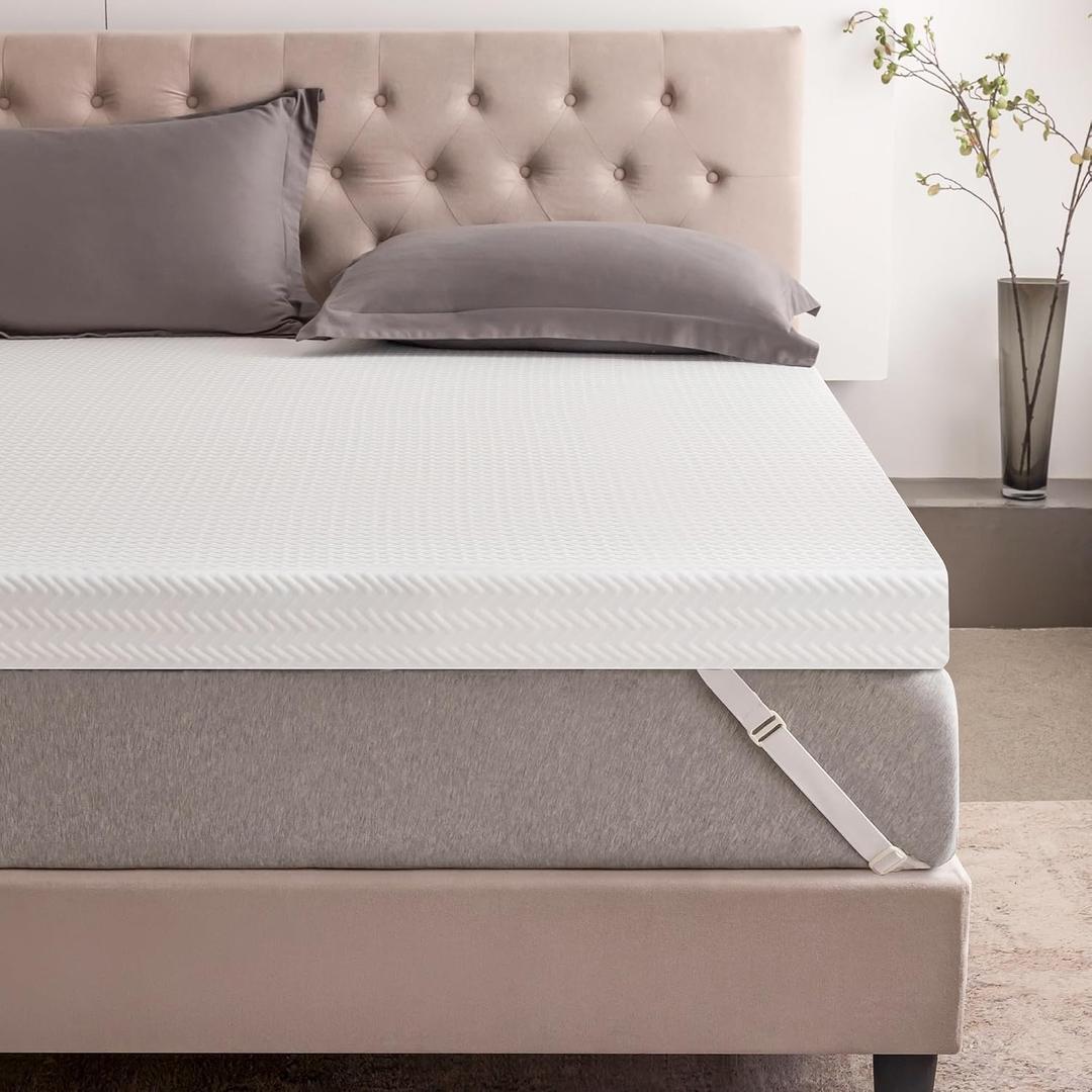 3 Inch Plush Queen Gel Memory Foam Mattress Topper, Cooling Bed Topper with Removable Cover, Soft & Pain Relief & Breathable, CertiPUR-US & Oeko-Tex Certified, Size: Queen