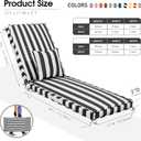 Chaise Lounge Cushions Outdoor with Pillow Handle, Olefin Double Waterproof & Fade Resistant Lounge Chair Cushions with Removable Cover and Straps, Patio Lounger Pads, 72 x 21 x 3 Inch, Pinto