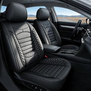 Custom for Honda Accord Seat Covers LX/Sport/EX-L 2018-2021 2022 Car Seat Covers Full Set Faux Leather Car Seat Cushion Protector (Black, 5 Seats)