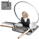 The Online Falcon Silicone Utensil Rest 3-In-1, Stovetop Organizer with Drip Pad, Heat Resistant, Spoon Rest with Ladle Holder for Stove, BPA Free, Grey