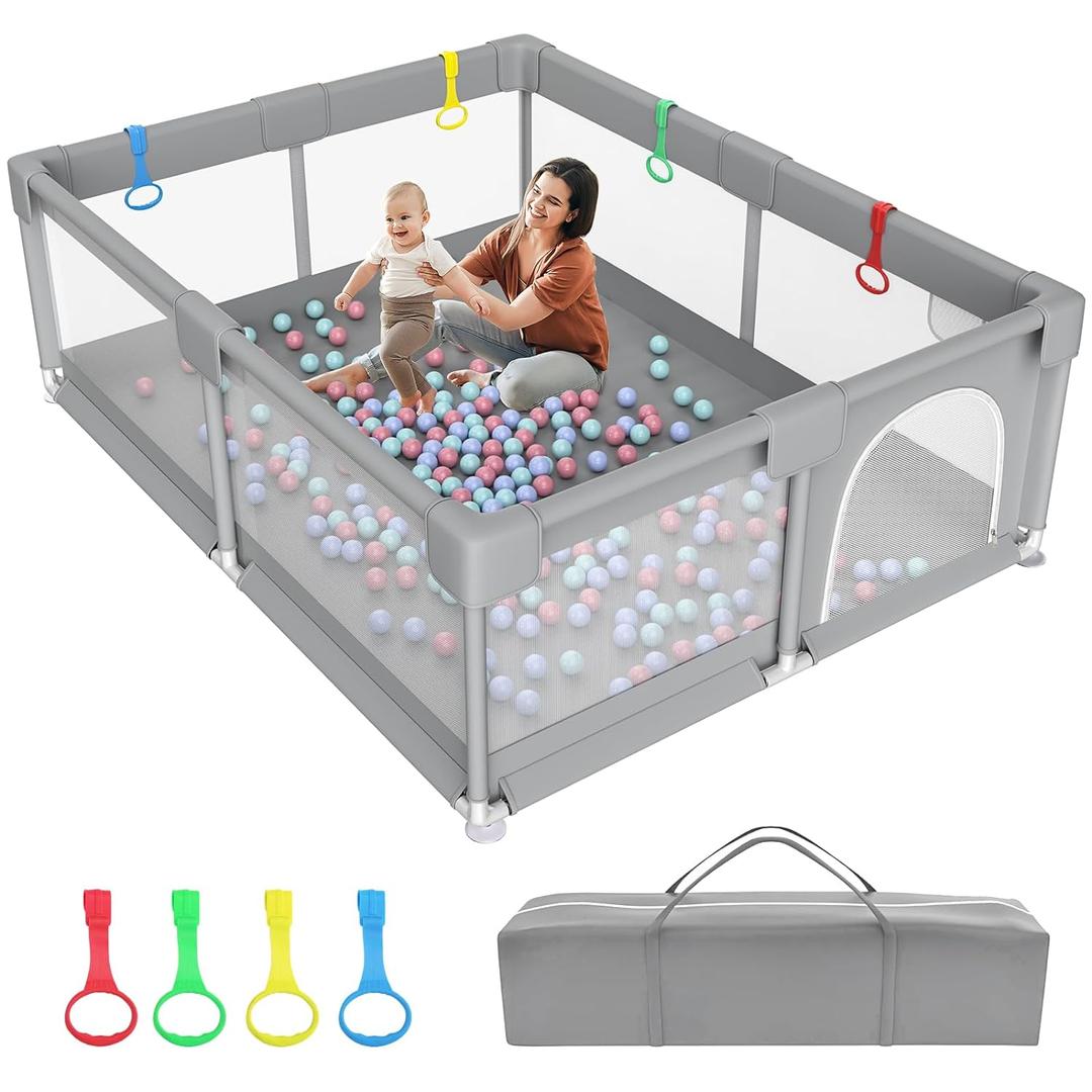79"71" Extra Large Baby Playpen, Big Playpen for Babies and Toddlers, Gap-Free, Climb-Proof Play Yard, Spacious Baby Play Pen with Zippered Door and Storage Bag