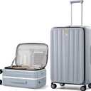 Hanke 26 Inch Large Checked Luggage PC Hard Shell Luggage Top Opening Travel Luggage Suitcases with Wheels for Woman Men.(Grey)