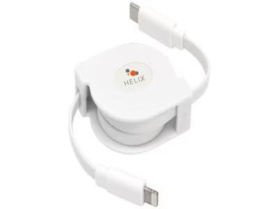 Helix Retractable USB-C to Lightning Cable, 91.44 cm, White