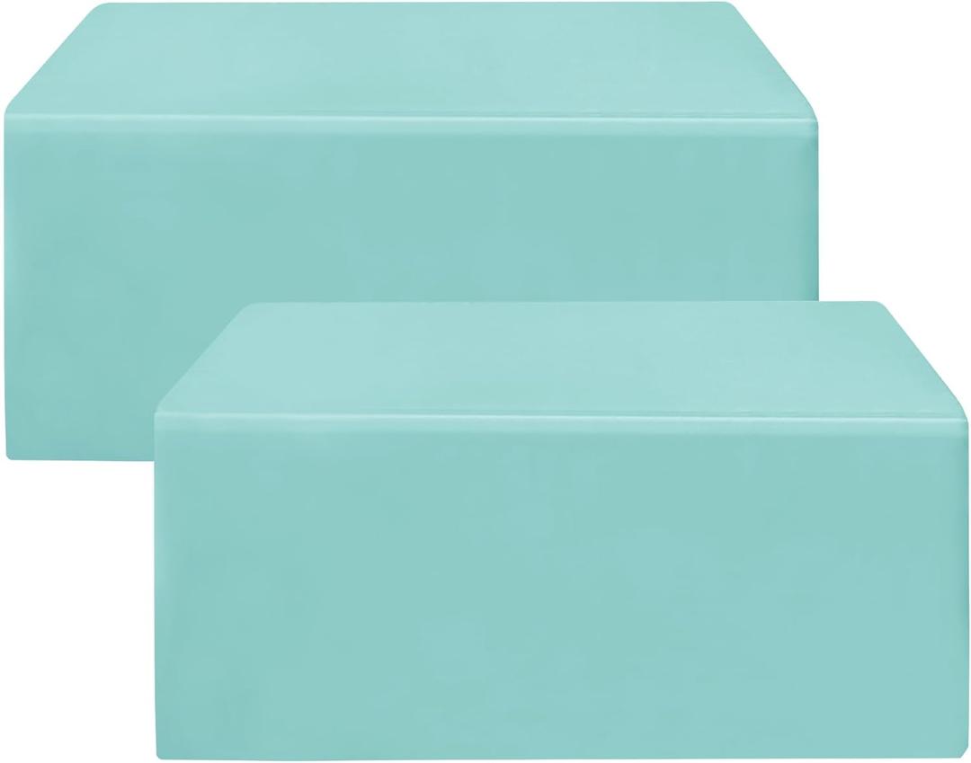HolidayIdeas Fitted Table Covers for 6 Foot Tables - 72 x 30 Inch - 2 Pack Rectangle Table Clothes Polyester Fabric Table Cover for Folding Table, Parties, Holiday Dinner, Trade Show (Aqua)