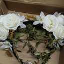 MOSTORY White Fairy Flower Crown - Elf Vine Headpiece Floral Headband with Butterfly Fairy Costume for Women Renaissance White Wedding Party Cosplay Renfaire Halloween