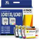 LC401XL LC401 MFC-J1010DW Ink Cartridges for Brother Printer 401XL LC 401 for MFC-J1010DW MFC-J1170DW MFC-J1012DW MFC-J1800DW MFC J1010DW - 4 Pack High Yields Black Cyan Magenta Yellow