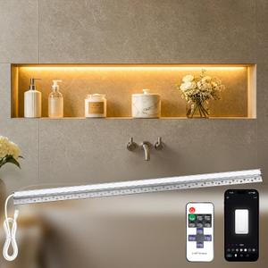 SHUNLEE Shower Niche LED Strip Light Waterproof with Alexa & APP Control, 2700K Warm White Recessed Aluminum Channel Shower Light Kit, Ambient Lighting for Bathroom Shower Tile & Wall Niche (36 Inch)