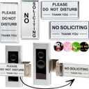 Metal No Soliciting Sign for Front Door - Fits Any Doorbell, NO SOLICITING & DO NOT DISTURB - Dual Purpose Sign, Easy install (Brushed Silver)