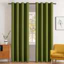 MIULEE Blackout Curtains for Bedroom Living Room Thermal Insulated Room Darkening Grommet Top Solid Light Blocking Drapery Set of 2 Window Panels 52 x 72 Inches Olive Green