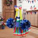 Soccer Cheerleader Porch Goose Outfits for 23 Inch Statue, 2026 World Sports Cup Cheerleading Costume for Cement Statue, Game Day Decoration