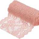 MECCANIXITY 6 Inch Wide 5 Yard Lace Ribbon Floral Pattern Light Pink Lace Trim Ribbon for Sewing Making, and DIY Crafts, Gift Wrapping, Bouquets, Wedding Decor