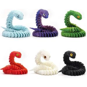 3D Printed Animal Snake Figures, Flexible Halloween Articulated Fidget Toys for Boys and Girls, Creative and Fun Gifts for Stress Relief, Mini Animal Figurines, Valentines Days Gift, Easter