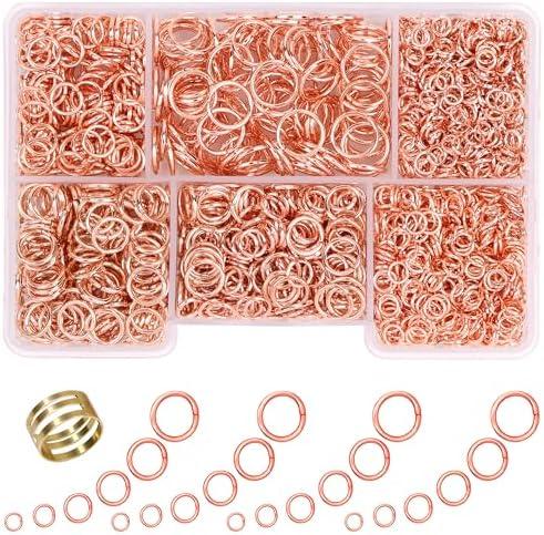 GMMA Rose-Gold Jump Rings for Jewelry Making 1400 Pcs 6 Sizes/Box Jump Rings with Open/Close Tool for Necklace Bracelet Repair Keychains Jewelry Making Supplies (Rose-Gold)