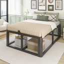 Bilily Metal Heavy Duty 18 inch Full Bed Frame with Rounded Corner and Headboard Hole Mattress Retainers 3500 LBS No Box Spring Needed Platform Noise Free Easy Assembly