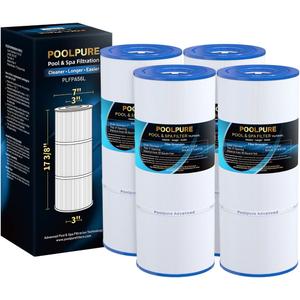 POOLPURE Pool Filter Replaces PA56L, PA56L-PAK4, Unicel C-7456, Hayward CX481-XRE, CX481-XRE, SwimClear C2030, 4 PACK
