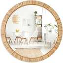 Barnyard Designs 26" Rattan Round Bathroom Mirror - Boho Mirror for Nursery Wall Decor - Handmade Wicker Rattan Mirrors for Wall with Rustic Design - Add Farmhouse Elegance to Your Home Decor