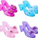 4-Pack Premium Princess Shoes Set - 1.75" Heel Slip On Princess Dress Up Shoes for Little Girls, Durable Pairs of Slip-On Sandal Heels for Kids - Fits Toddler Size 7-10 Multi