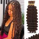 Human Braiding Hair for Boho Braids Human Hair 110g 18 Inch Curly Boho Hair for Braiding Knotless 12A Deep Wave Bohemian 3 Bundles/Pack Chocolate Brown