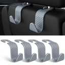 Amooca Car Seat Headrest Hook 4 Pack Hanger Universal Vehicle Car Storage Organizer for Handbag Purse Coat S Type Checkered Grey