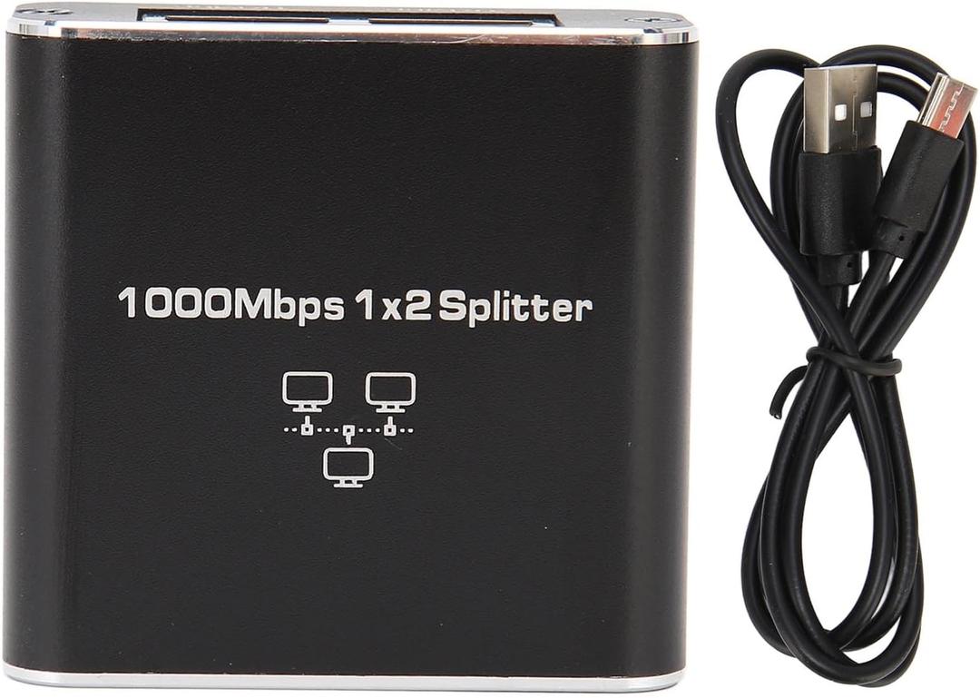 Ethernet RJ45 Network Cable Splitter Adapter, 1000Mbps 1 to 2 Network Line Splitter, Dual Device Internet Distribution Module, Cat5e Cat6 Compatible