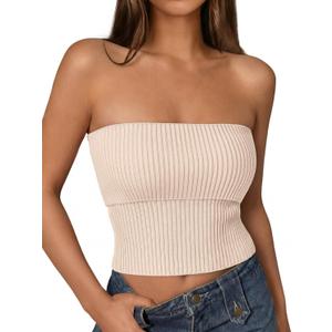 LILLUSORY Women’s 2026 Summer Strapless Tube Tops Y2K Stretchy Bandeau Crop Clothes for Beach Vacation and Going Out (Pink, M)