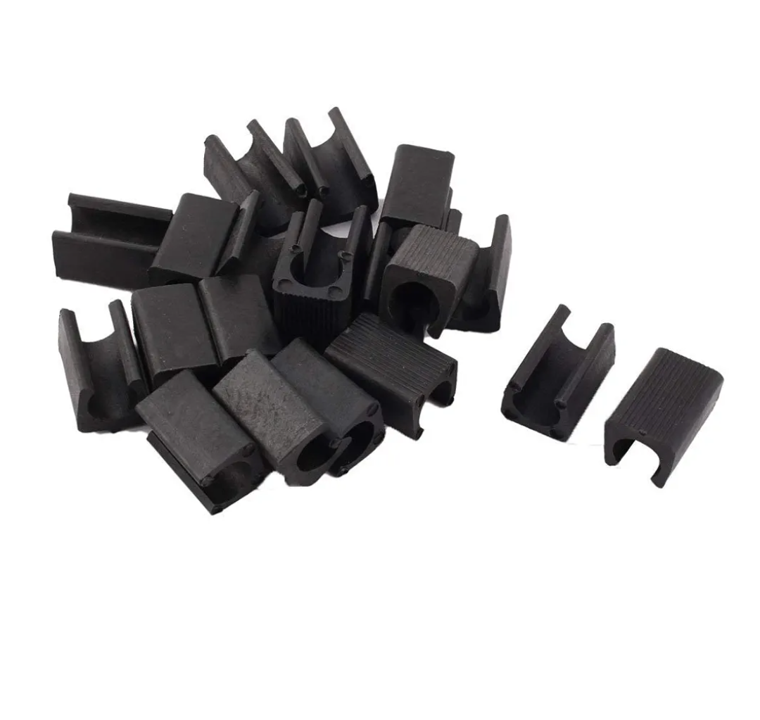 RANIT 20Pcs Slot Width Max 12mm Chair Foot U Shaped Floor Glides Tubing Caps Cover,Fit Furniture Leg Dia 12mm Black