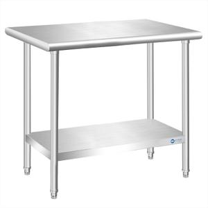 KUARBARR Stainless Steel Table 30 x 18 Inch Commercial Stainless Steel Prep Table, Metal Kitchen Prep Worktable for Restaurant Garage Storage Warehouse