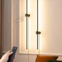 EDISHINE Plug in Wall Sconce Set of Two, Stepless 2700K-6000K Dimmable LED Wall Lights, 350 Rotation 39.4" Touch Wall Sconce with Remote, Timer, Night Light Mode for Living Room Bedroom Hallway