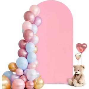 HEMMOTOP Pink Wedding Arch Backdrop Cover 7.2 ft, Spandex Arch Covers Stretchy Backdrop for Balloon, Birthday Party, Baby Shower, Banquet Arch Decoratio (Light Pink, 7.2 ft)
