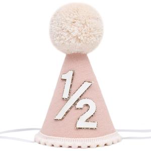 Half Birthday Hat -Baby 1/2 Birthday Cone Hat,Six Months Decorations,Party Hat Outfit for Girls/Boys (Lotus Pink)