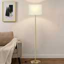 Ambimall 60'' Modern Floor Lamp with Shade, Tall Lamps for Living Room, Bedroom, Office, Dining Room, Beige Shade with Gold Pole(Without Bulb)