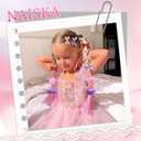 NAISKA 36Pcs Purple Bows Hair Clips Flower Hair Barretts Acrylic Hair Pins Silk Satin Hair Ribbons Ponytail Holder Accessories for Girls