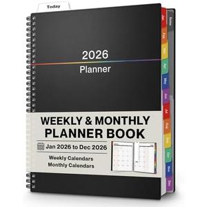 Dunwell Planner Book 2026, 8.5x11 Weekly Monthly Planner, Jan to Dec 2026, Large Calendar Book with Colorful Tabs, Bookmark, Free Stickers, Daily Calendar Planner Organizer