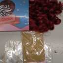 GKtineke Short Curly Wig with BangsFull Loose Curly Wigs for Black Women Big Curly Wig Soft Fluffy Natural Synthetic Hair for Daily and Party (Burgundy)