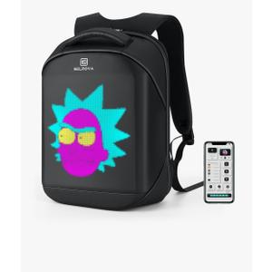 Gelrova LED Backpack with App Control City Serise, 17 Inch Cool DIY Pixel Art Animation Fashion Programming Laptop Backpack, Unique Gift for Men or Women
